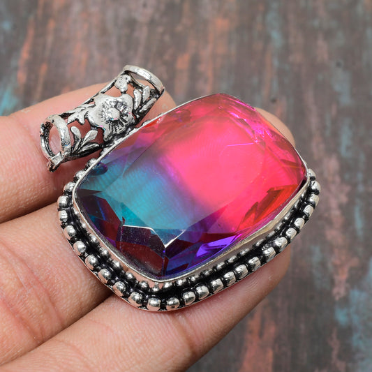 Aurora Bloom – Rainbow Quartz Silver Ring